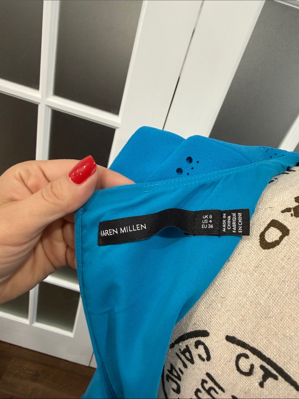 Karen Millen Bright Blue Perforated One Piece Dress - Picture 2 of 3